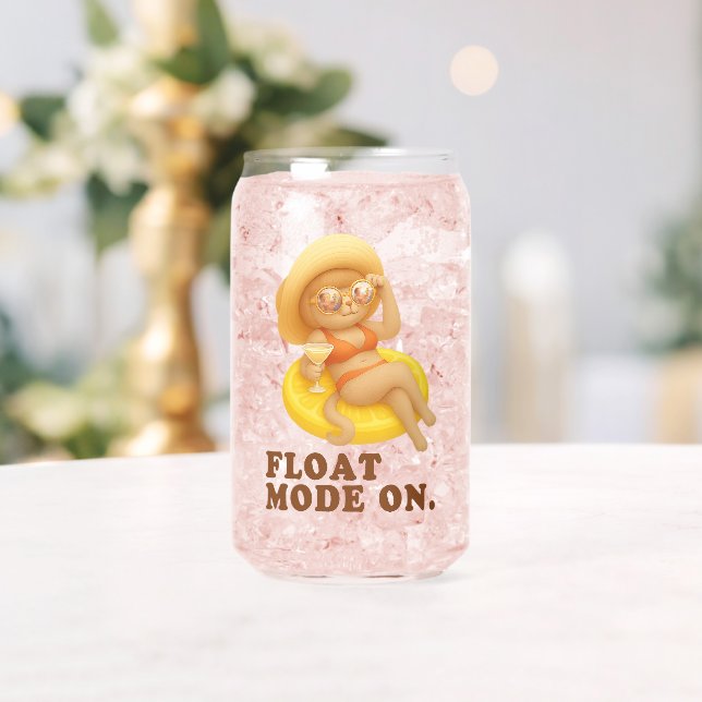 Float Mode On: Summer Cat Lemon Pool Party Art Can Glass (Insitu (Wedding))