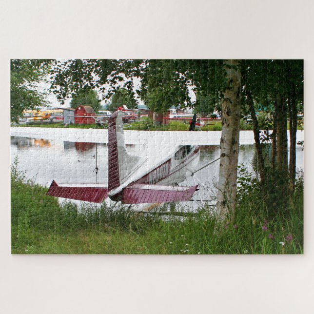 Float plane among the trees, Lake Hood, Alaska Jigsaw Puzzle (Horizontal)