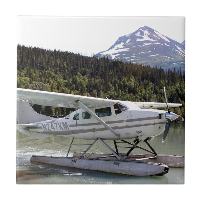 Float plane, Trail Lake, Alaska 3 Ceramic Tile (Front)