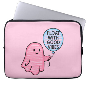 Float with good vibes cute boo design laptop sleeve