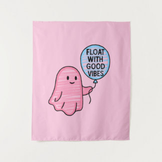 Float with good vibes cute boo design tapestry