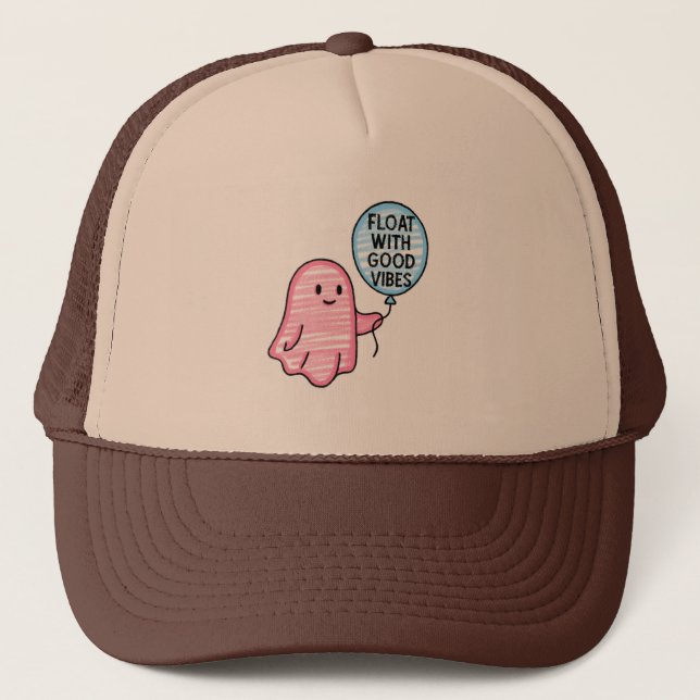 Float with good vibes cute boo design trucker hat (Front)