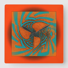 Floating Abstract Design in Orange with Aqua