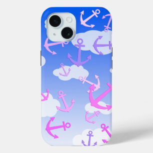 Floating Anchors In Blue Skies Coloful Pastel iPhone 15 Case