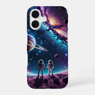 Floating Astronaut Galaxy Space Explorer Design iPhone 16 Case