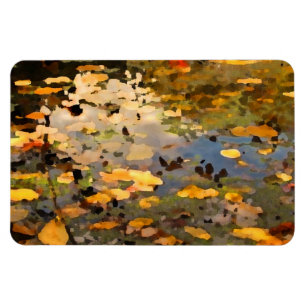 Floating Autumn Leaves Abstract Magnet