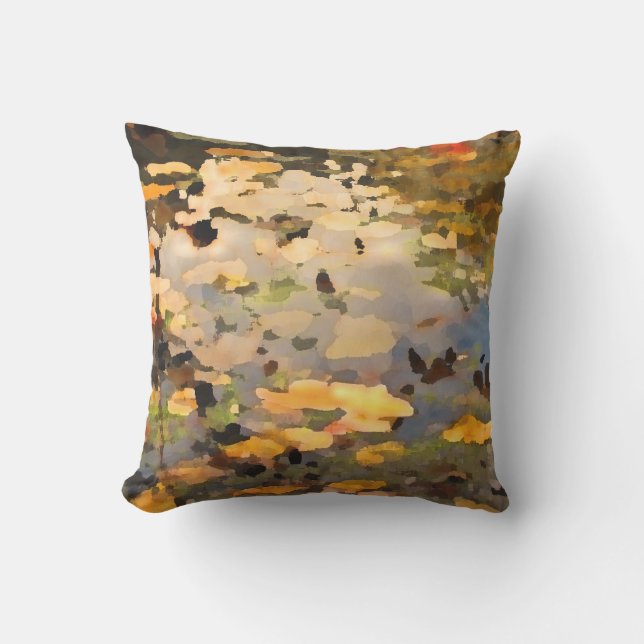 Floating Autumn Leaves Abstract Outdoor Pillow (Front)