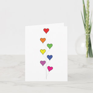 Floating Balloon Hearts Tall - Note Card