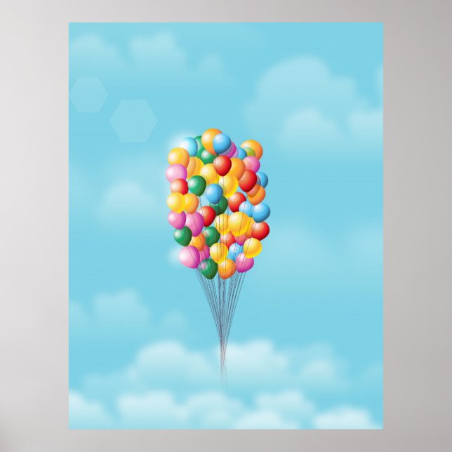 Floating Balloons up and away. Poster (Front)