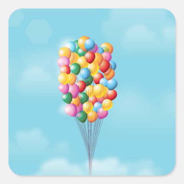 Floating Balloons up and away. Square Sticker (Front)