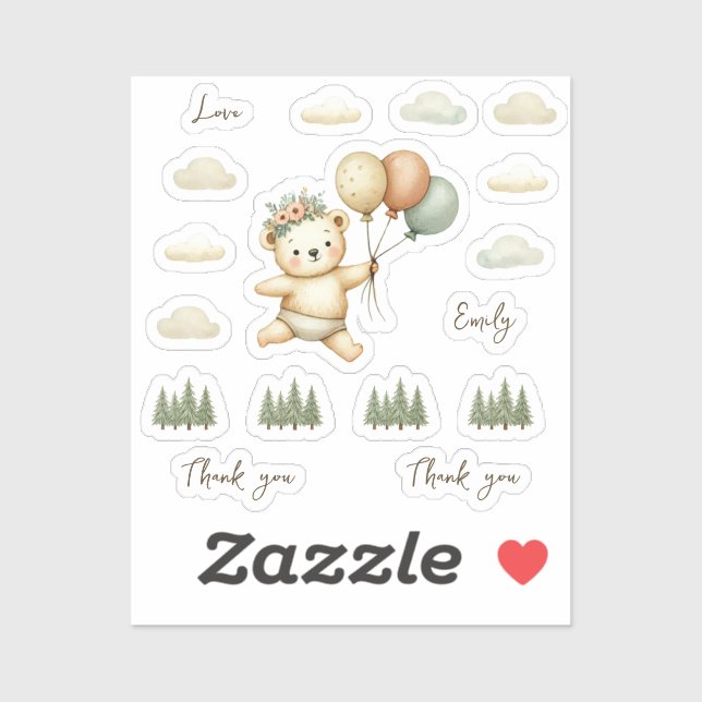 Floating Bear Adventures Baby Shower (Sheet)