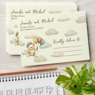 Floating Bear Adventures Baby Shower Envelope