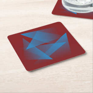 Floating blue fragments square paper coaster