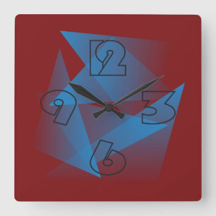 Floating blue fragments square wall clock