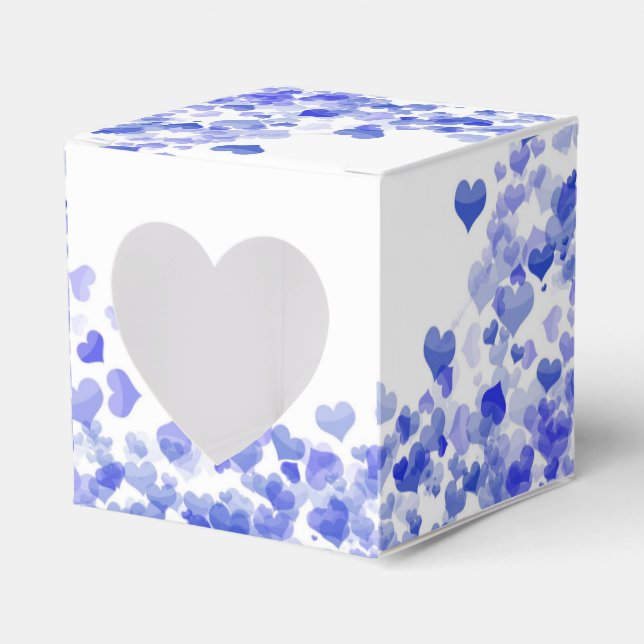 Floating blue hearts Favour Box (Front Side)