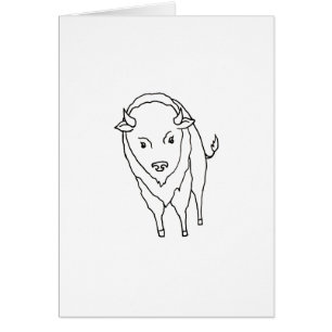 Floating Buffalo Bison Bull - fun line drawing art