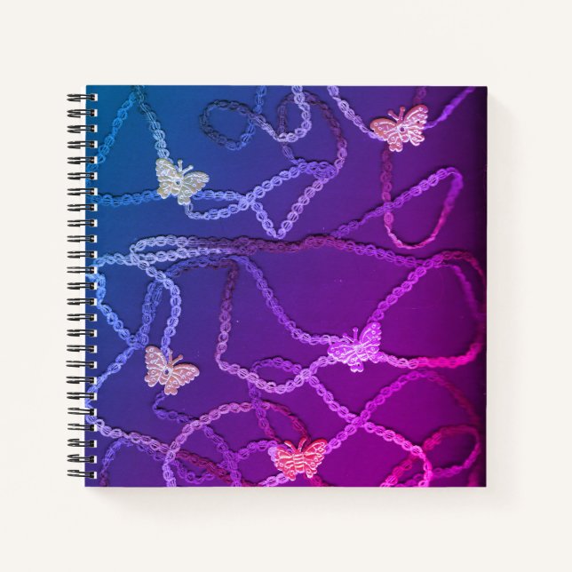 Floating Butterflies Spiral Notebook (Purple) (Front)