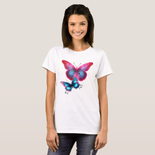 Floating Butterfly Colourful Butterflies on White T-Shirt