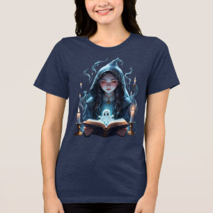 Floating Candles, Ghosts And Young Witch Cut Out Tri-Blend Shirt
