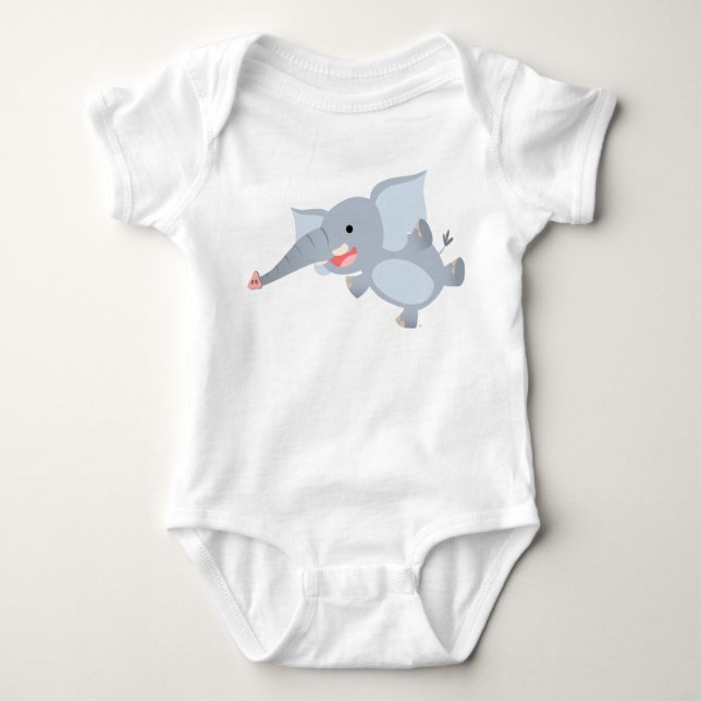 Floating Cartoon Elephant Baby Apparel Baby Bodysuit (Front)