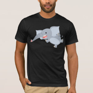 Floating Cartoon Elephant T-Shirt