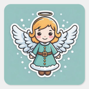 Floating Christmas Angel Square Sticker