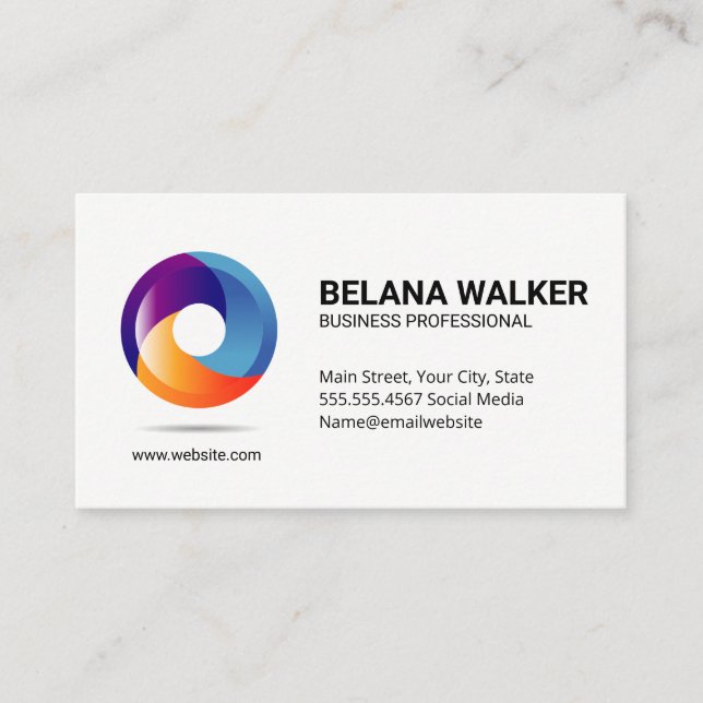 Floating Circle Orb Logo Business Card (Front)