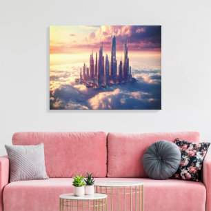 Floating City Canvas Wall Art Surreal Dream Decor