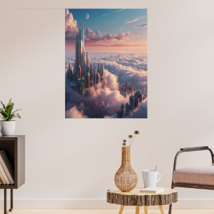 Floating City Canvas Wall Art  Surreal Dream Decor