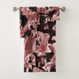 Floating copper blades or rocky on dark background bath towel set