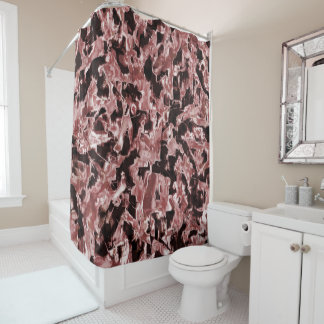 Floating copper blades or rocky on dark background shower curtain