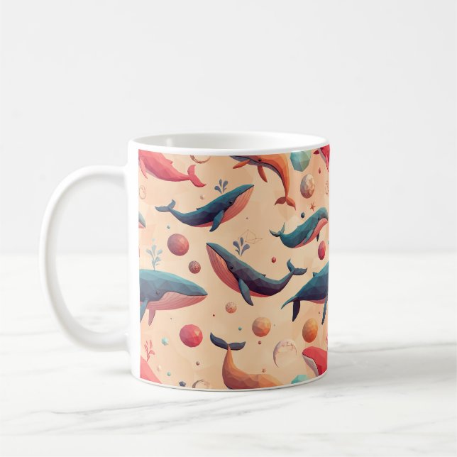 Floating Cosmic Whales Coffee Mug (Left)
