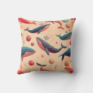 Floating Cosmic Whales Cushion
