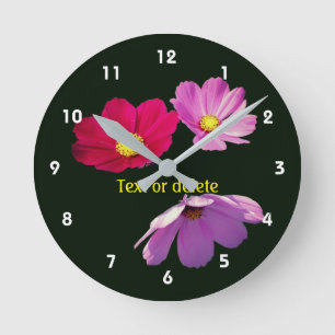 Floating Cosmos Daisy Flowers Personalised   Round Clock