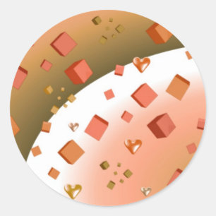 Floating Cubes and Hearts Classic Round Sticker