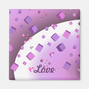 Floating Cubes and Hearts Magnet