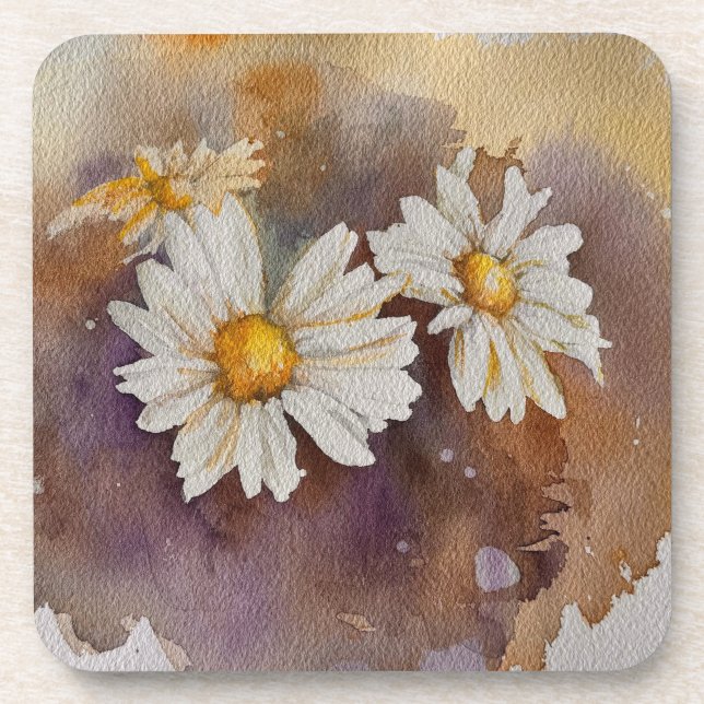 Floating Daisy Watercolour  Coaster (Front)