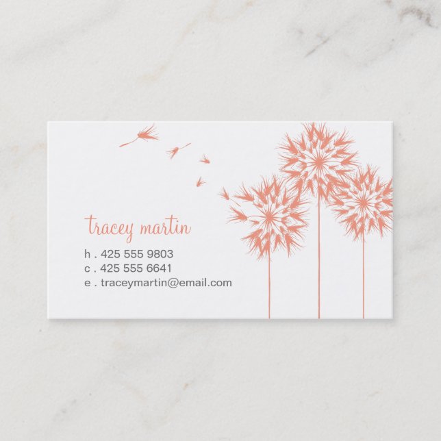 Floating Dandelion Calling Card (Front)