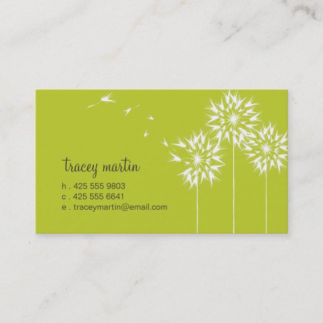 Floating Dandelion Calling Card (Front)