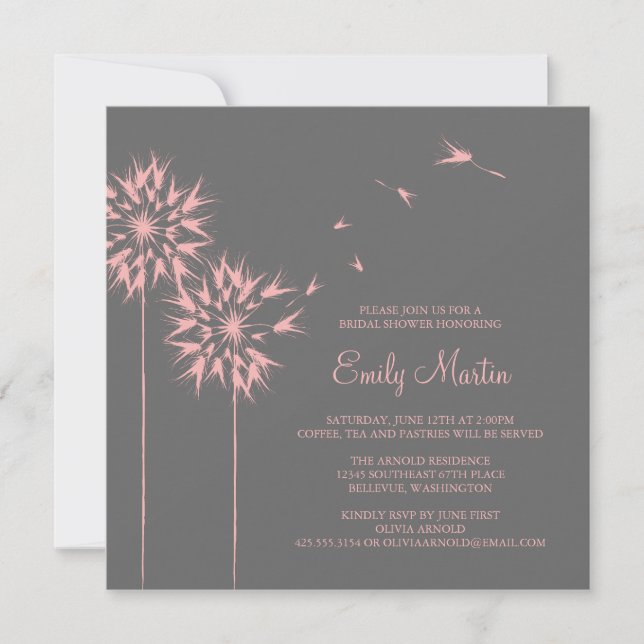 Floating Dandelion Shower Invitation (Front)