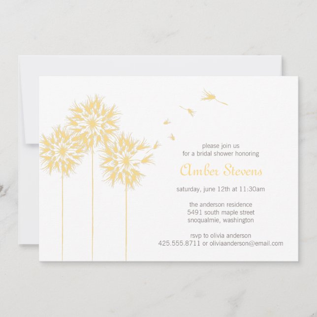 Floating Dandelion Shower/Party Invitation (Front)
