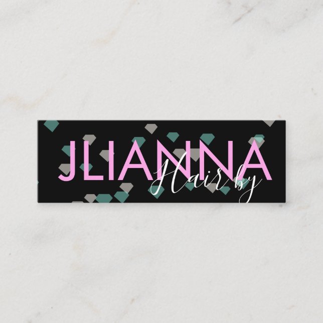 Floating Diamond Makeup Salon Nails Eyelashes  Mini Business Card (Front)