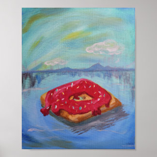 Floating Doughnut Poster