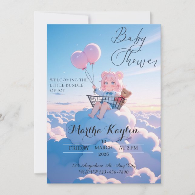 Floating Dreams & Gentle Hugs Invitation (Front)