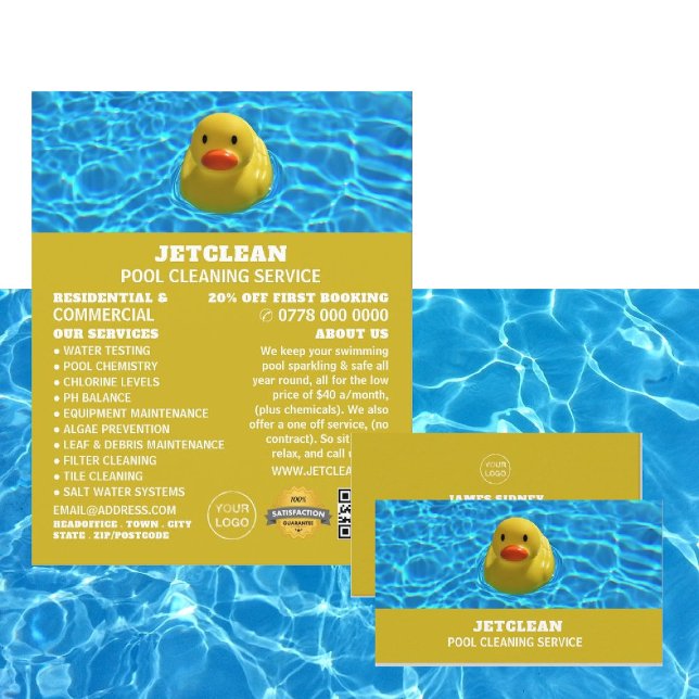 Floating Duck, Swimming Pool Cleaning Flyer (Creator Uploaded)