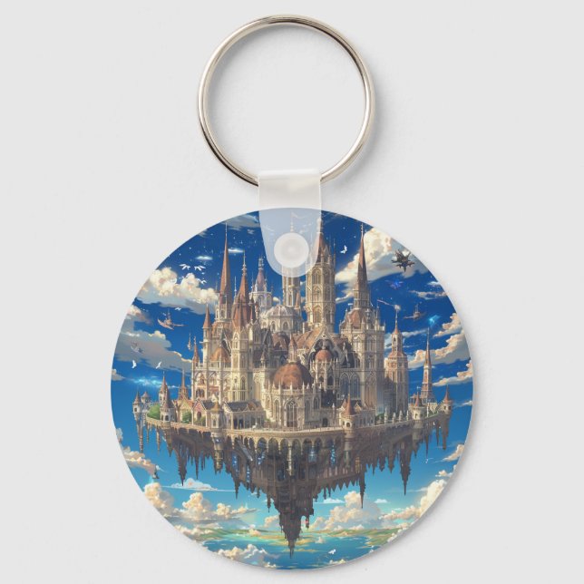 Floating Fantasy Castle in the Clouds | Celestial  Key Ring (Front)