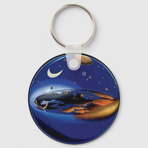 Floating Flat Earth Firmament Sun & Moon Key Chain