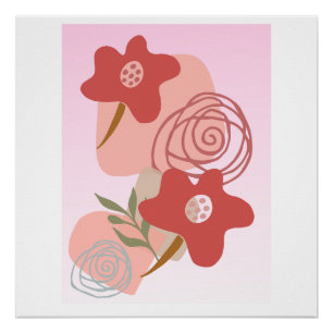 Floating Floral Boho  Poster