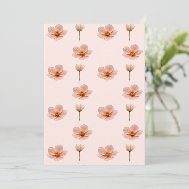 Floating Floral Melody Invitation (Standing Front)
