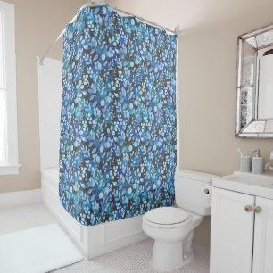 Floating Floral Pattern 01.Blue DGrey BG Shower Curtain